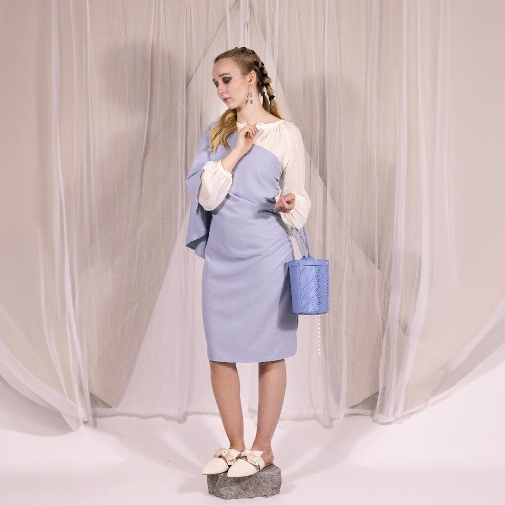 One One Six Blue Asymmetrical One Shoulder Knee length Cocktail Dress